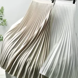 DEEPTOWN Elegant Long Pleated Skirt Women Spring Autumn Solid Elastic