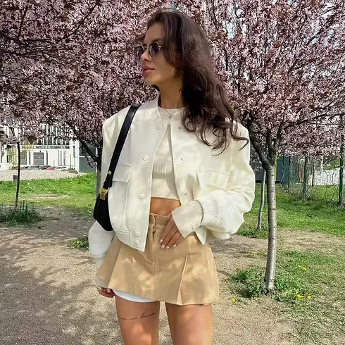 ASDS woman bomber jacket coat White autumn winter button baseball - Image 3